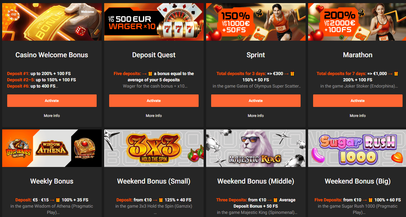 GGBET casino bonus