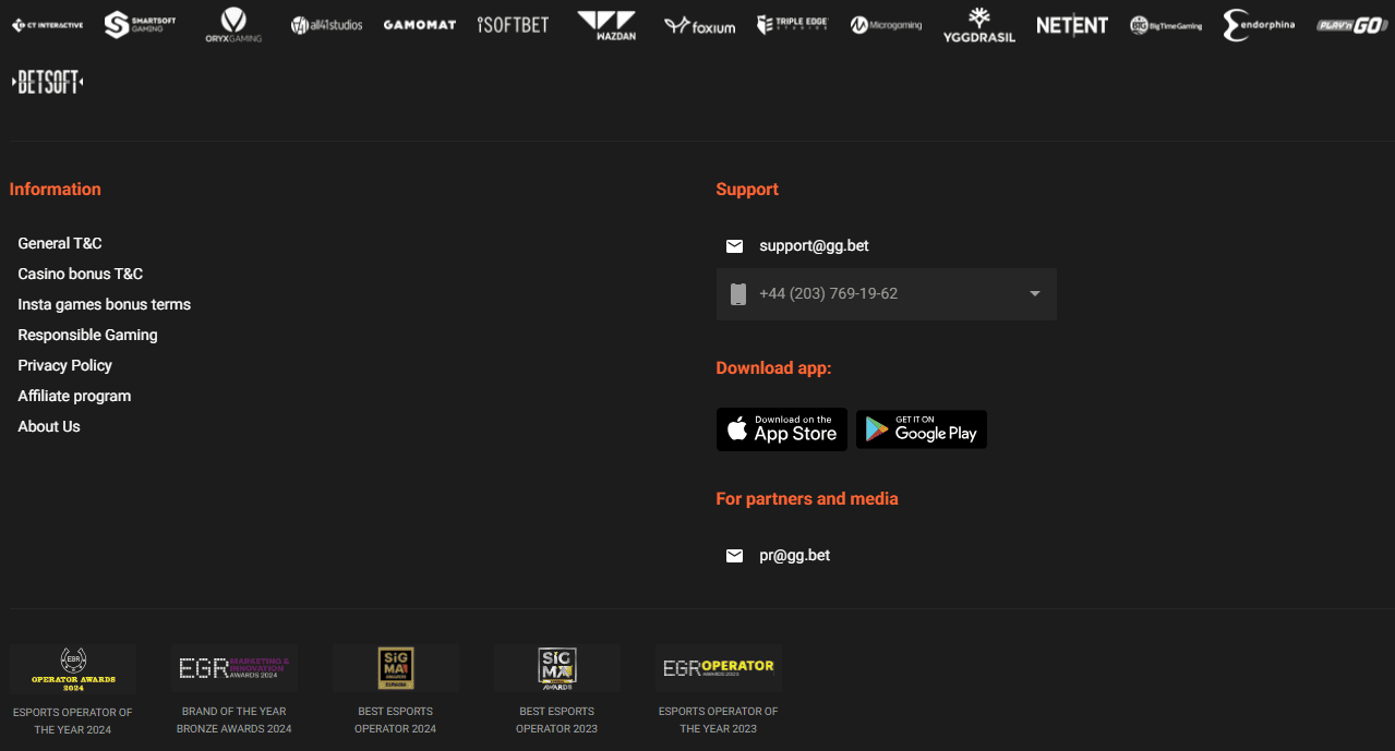 GGBet footer