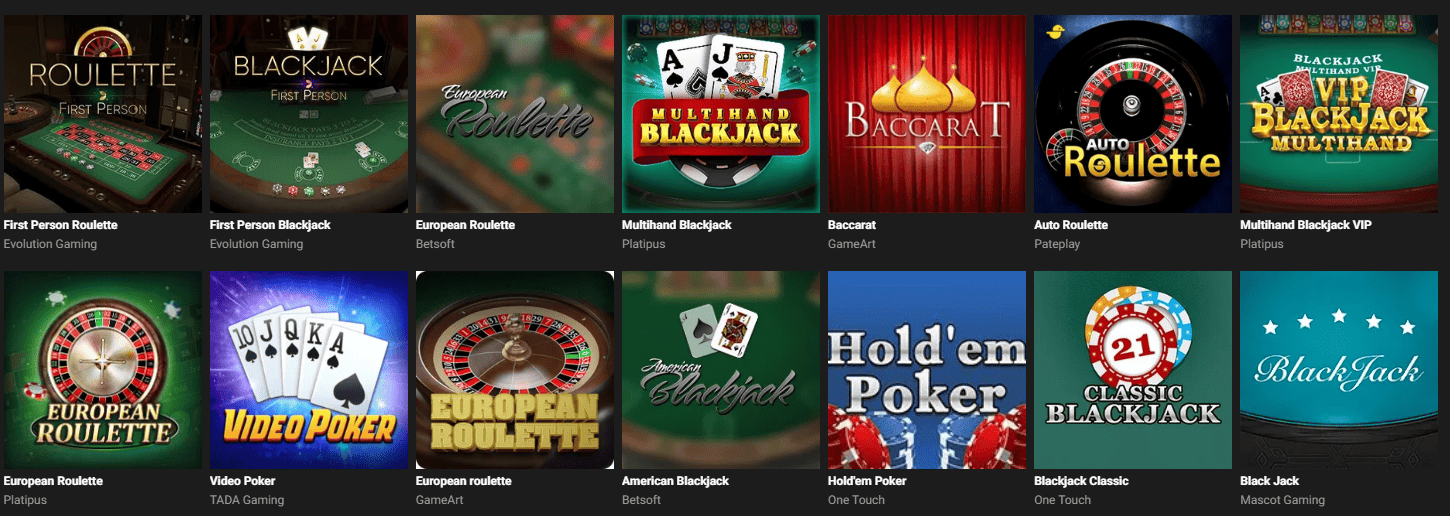 GGBet table games